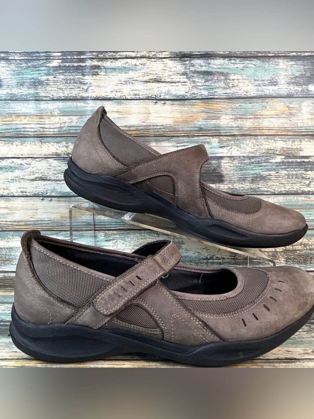 CLARKS Wave Walk Mary Jane Comfort Shoes Womens 11M Brown Leather Walking Casual
